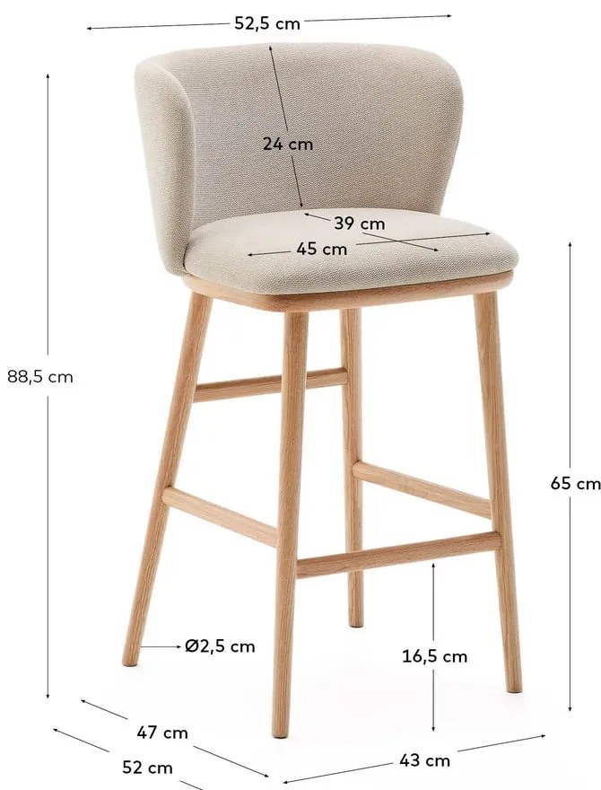 Beżowy hoker (wysokość siedziska 65 cm) Ciselia – Kave Home