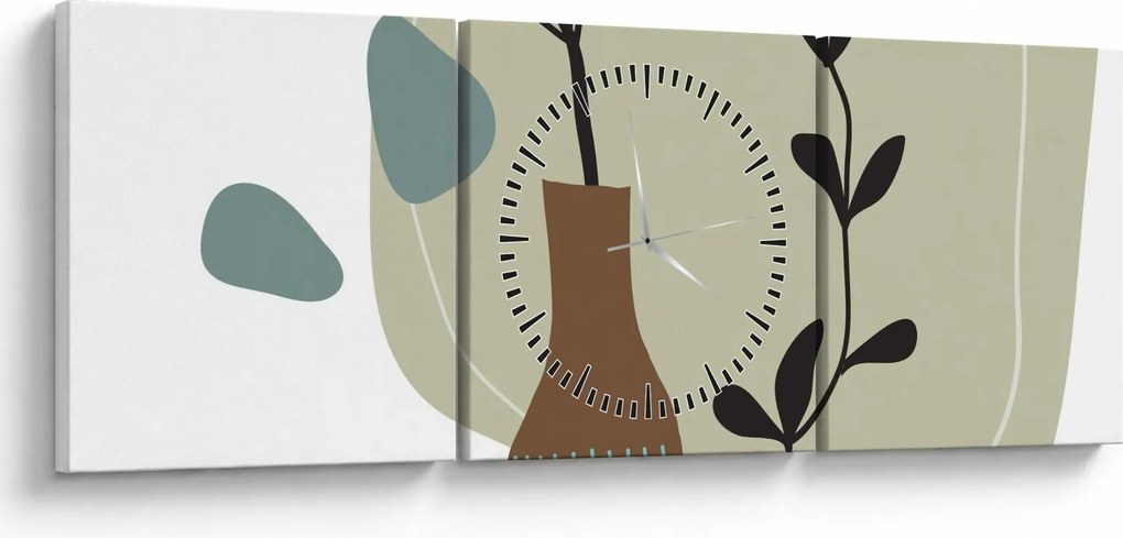 Obraz - Kwiaty w wazonie N⁰2 (z zegarem) (90x30 cm)