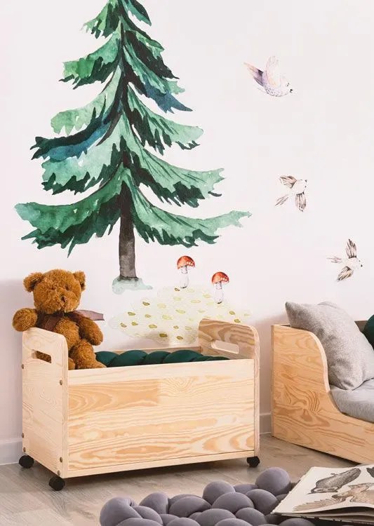 Drewniana skrzynia na zabawki H6-N38