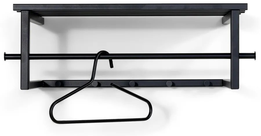 Czarny metalowy wieszak ścienny z półką 76 cm Marco – Spinder Design
