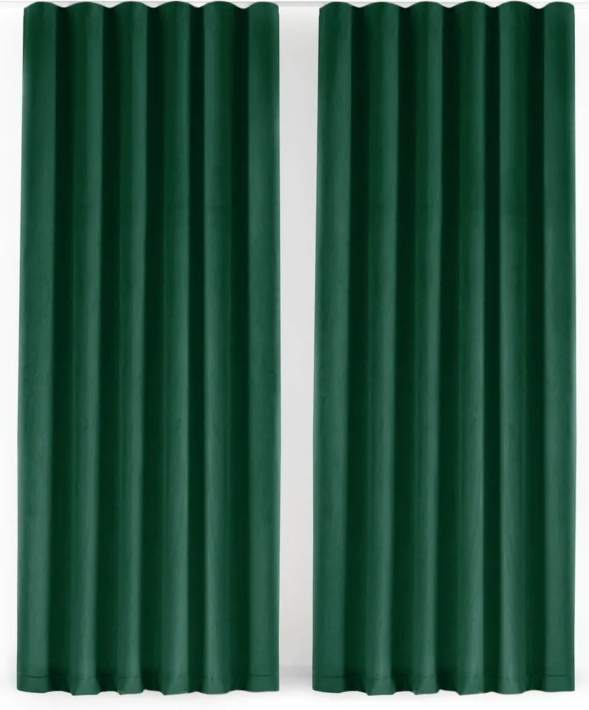 Zielona aksamitna zasłona częściowo zaciemniająca (dimout) 265x300 cm Velto – Filumi