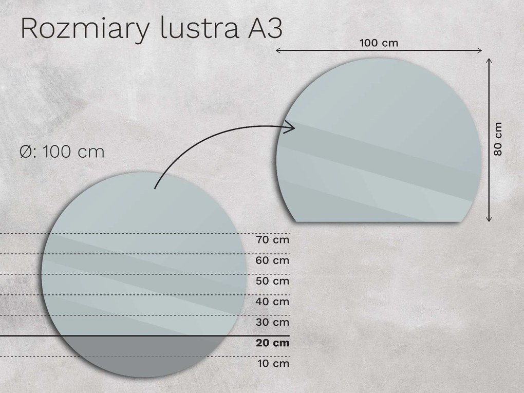 Nietypowe LED lustro do łazienki z oświetleniem A3