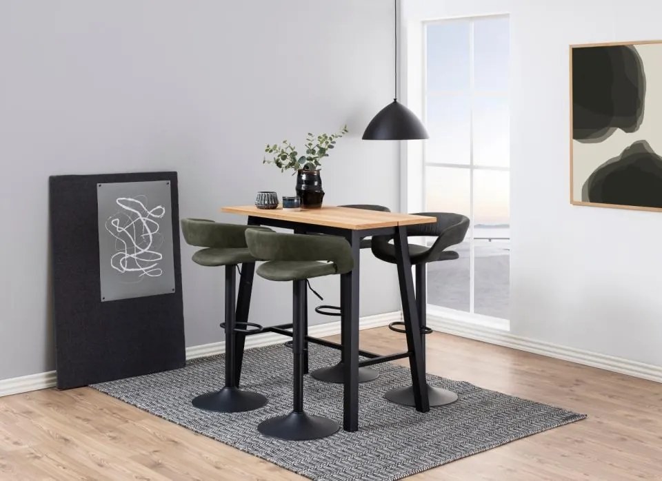 Stół barowy z fornirowanym blatem i metalowymi nogami Chara wood/black