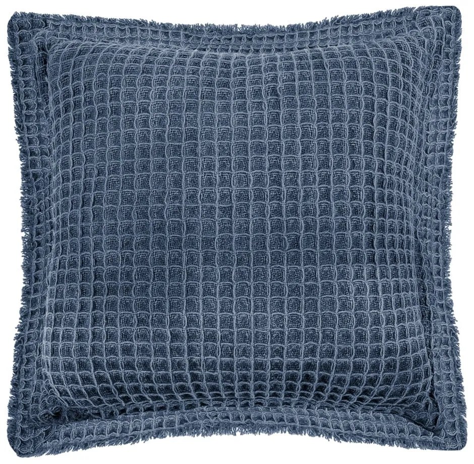 Niebieska bawełniana poduszka dekoracyjna Tiseco Home Studio Waffle, 45x45 cm