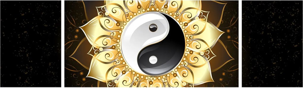 Obraz - Złoty Yin-Yang (170x50 cm)