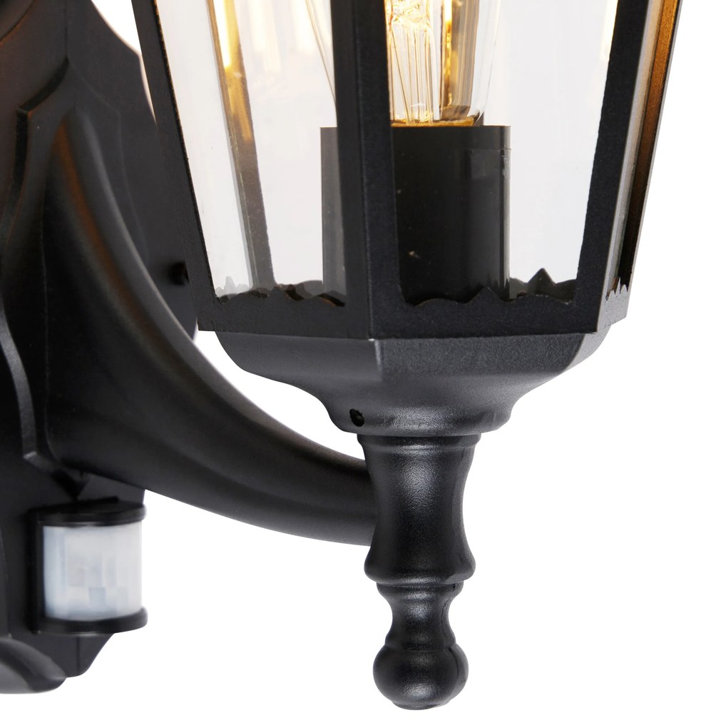 Zewnetrzna Kinkiet / Lampa scienna zewnętrzny czarny z czujnikiem ruchu - Havana IP44 klasyczny/Antyczny Oswietlenie zewnetrzne