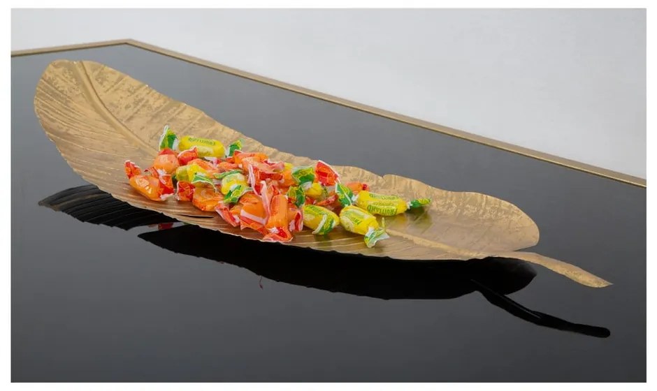 Dekoracja w złotym kolorze Mauro Ferretti Leaf, 55,5x18 cm