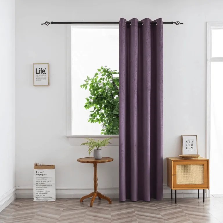 Zasłona zaciemniająca DUNES VELVET 140x250 cm, fioletowy Zawieszanie: Metalowe pierścienie
