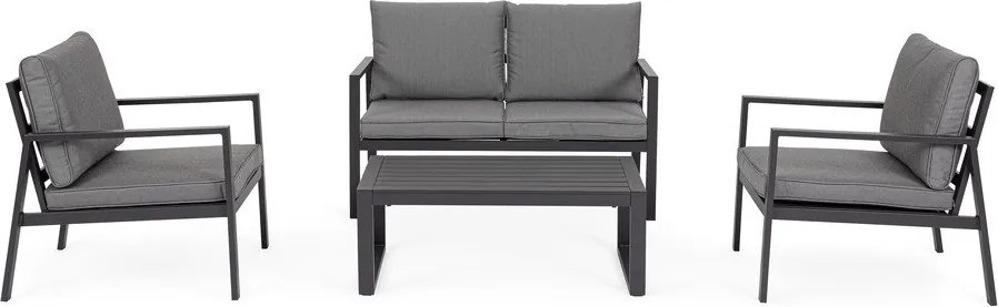 Antracytowy aluminiowy zestaw mebli ogrodowych dla 4 osób Hilde – Bizzotto