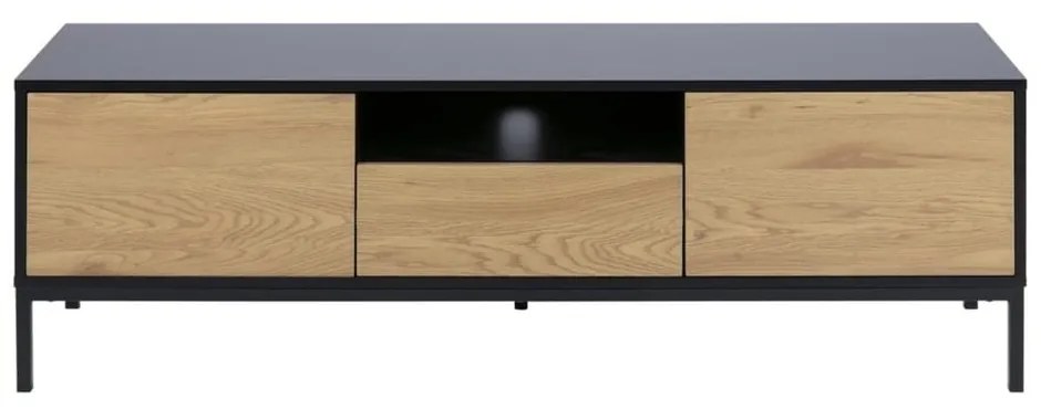 Czarno-naturalna szafka pod TV w dekorze dębu 140x45 cm Seaford – Actona