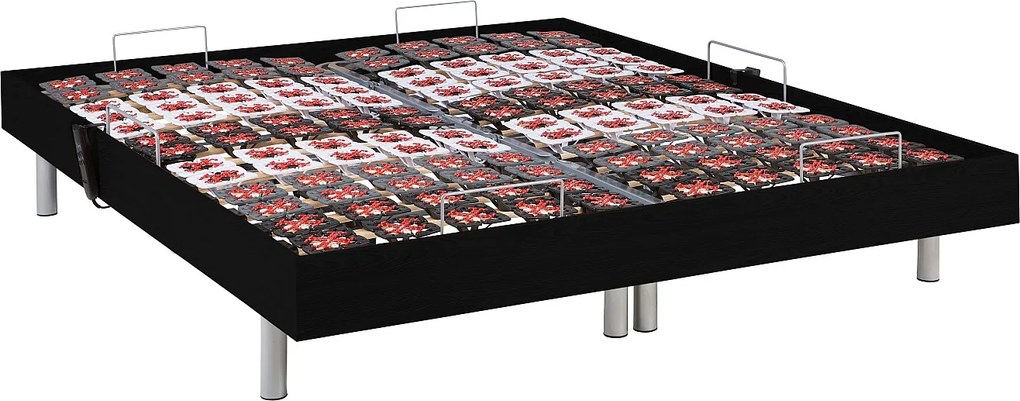 Stelaż relaksacyjny 2x65 płytek wykończenie drewniane czarny marki YSMÉE - 2 x 80 x 200 cm - silniki OKIN