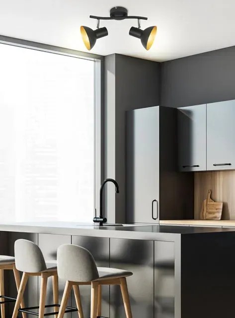 Regulowana lampa sufitowa loft czarny + złoto - Z028-Lovigr