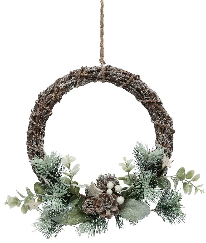 Dekoracja na drzwi z szyszką i gałązkami, Ø 25 cm