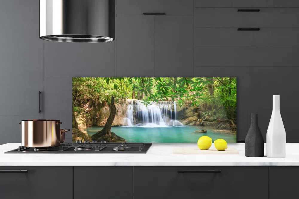 Panel Szklany Kaskada Nad Leśnym Jeziorem