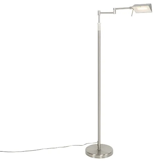 Designerska lampa podłogowa stalowa z wbudowanym LED i ściemniaczem dotykowym - Notia Nowoczesny Oswietlenie wewnetrzne