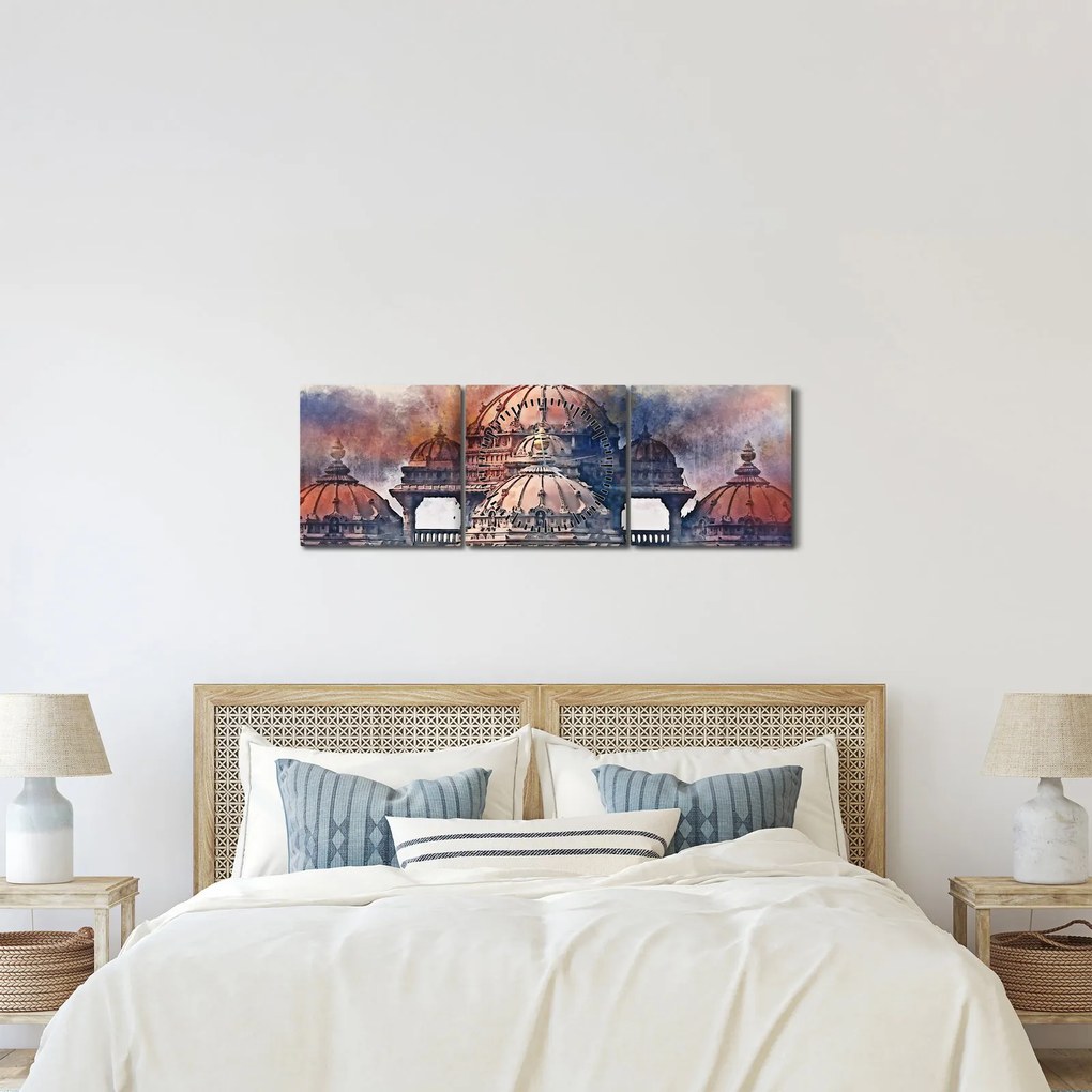 Obraz - Akshardham, New Delhi, Indie (z zegarem) (90x30 cm)