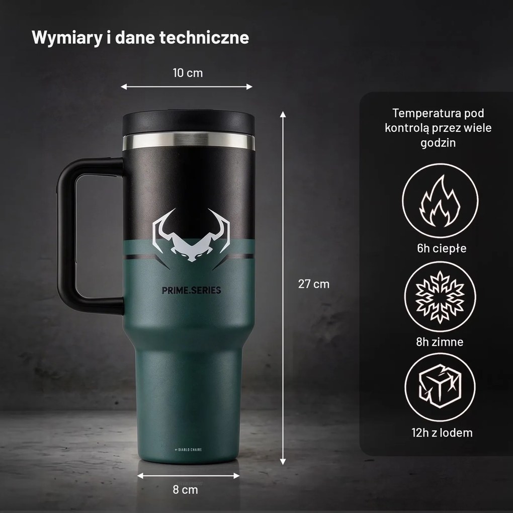 Kubek termiczny ze słomką Diablo, kolor Ghotic Green