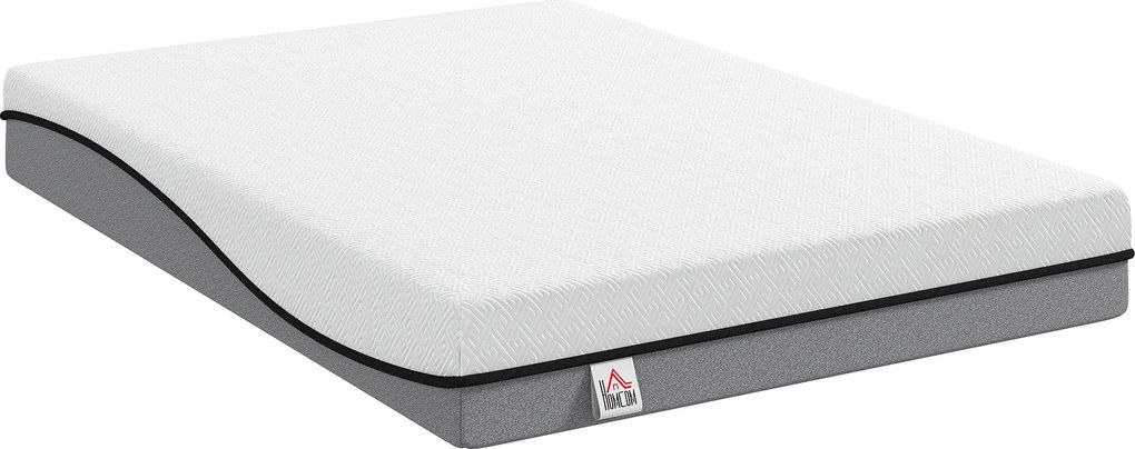 HOMCOM Materac 140x200cm H3 średnio-twardy, wys. 20 cm, ergonomiczny, oddychający z pianki memory z żelem, OEKO-TEX &amp; CertiPUR-US | Aosom PL