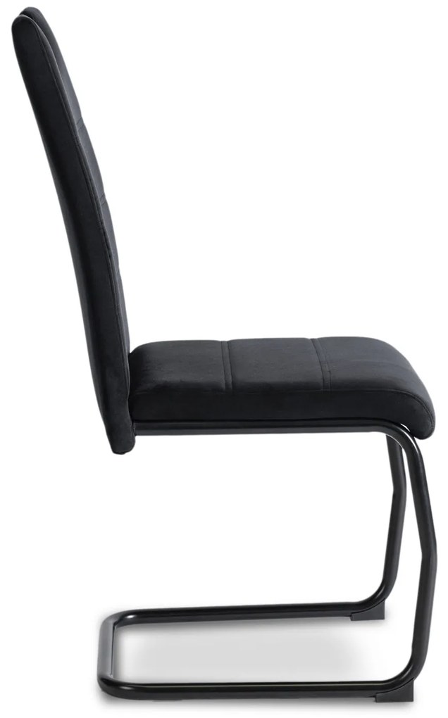Krzesło Tapicerowane LOPEZ Czarne Na Płozach Welurowe Nowoczesne