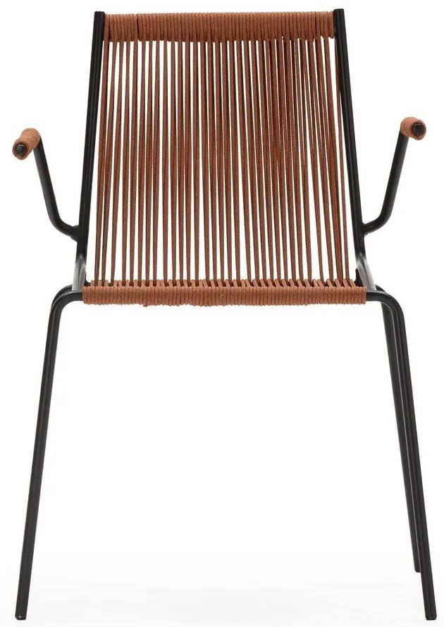 Metalowe krzesła zestaw z podłokietnikami/sztaplowane 2 szt. w kolorze terakoty Emily – Marckeric