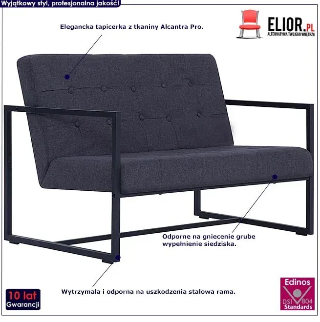 Dwuosobowa grafitowa sofa - Aparro