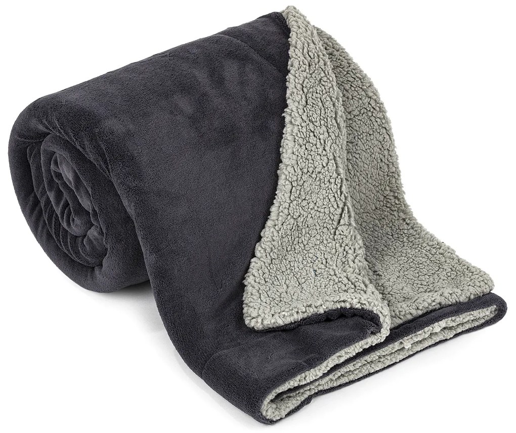 4Home Koc z barankiem jasnoszary/antracytowy, 150 x 200 cm