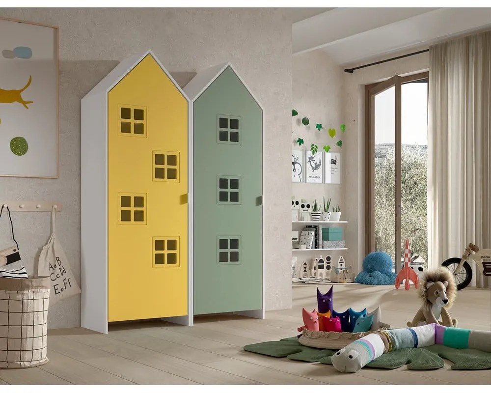 Żółto-zielona szafa dziecięca 115x171,5 cm CASAMI BRUGES – Vipack