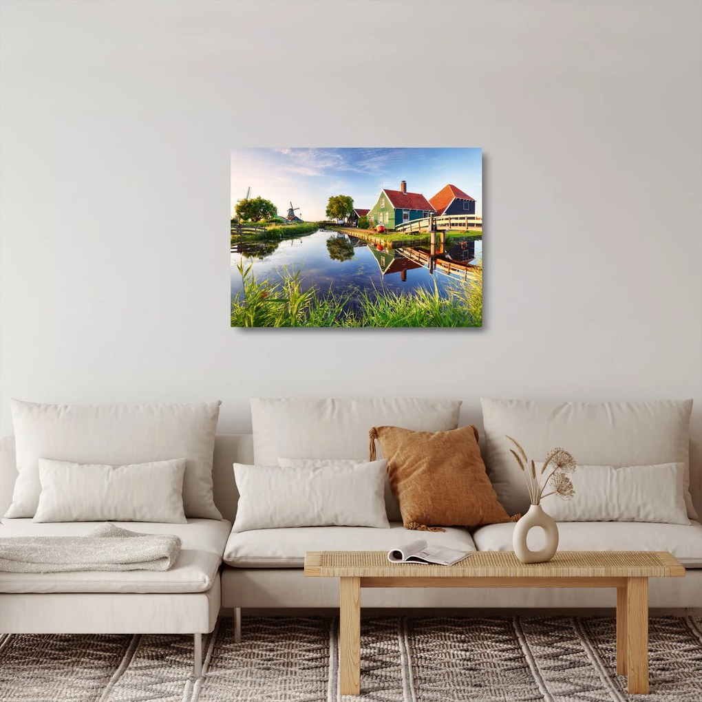 Obraz na szkle holenderskich młynów (70x50 cm)