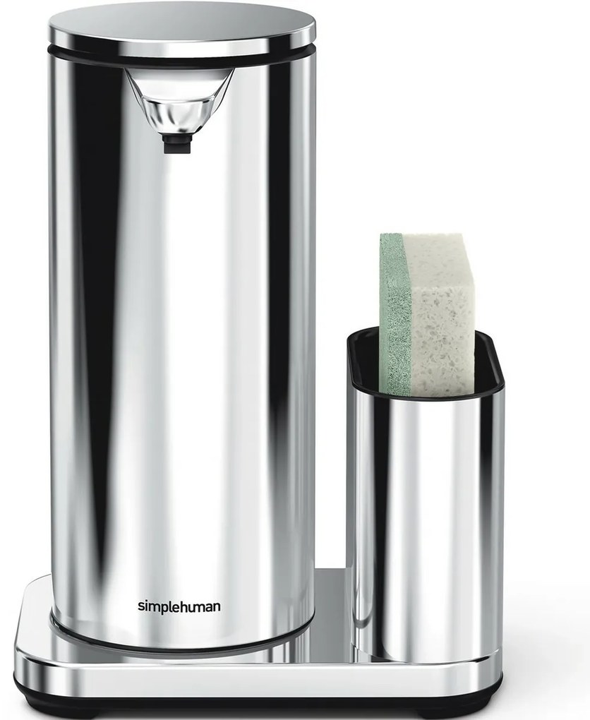 Simplehuman Dozownik bezdotykowy z uchwytem na gąbkę 414 ml, stal nierdzewna błyszcząca