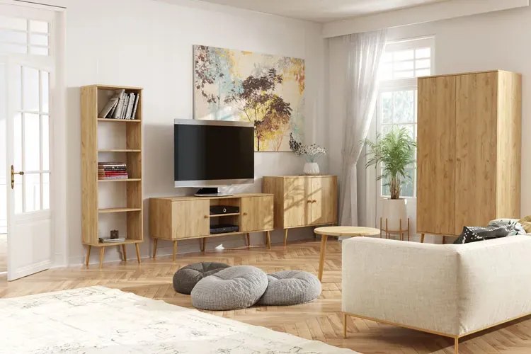 Skandynawska komoda boho dąb craft złoty N7-D31