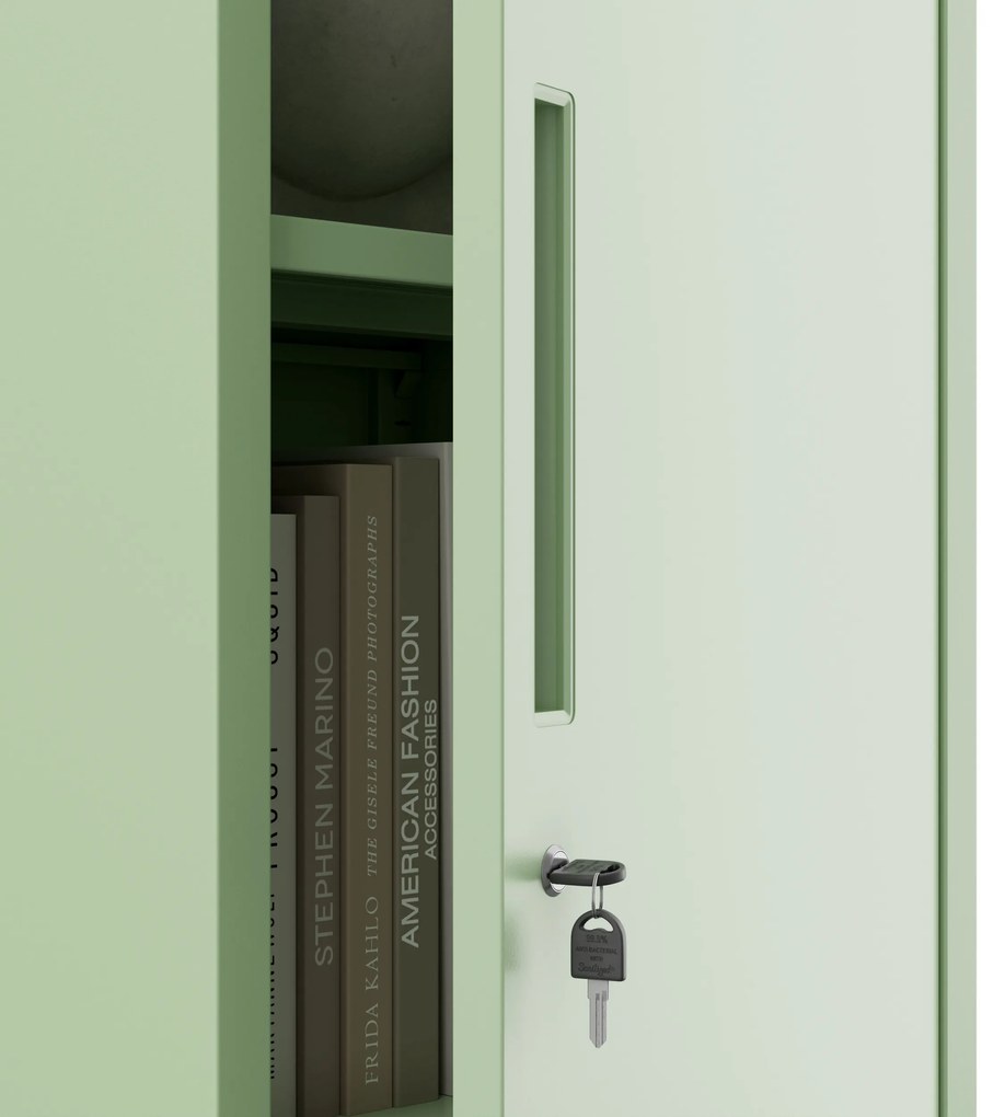 Wysoka szafka biurowa ALEX, 450 x 1850 x 400 mm, Fresh Style: pastelowy zielony