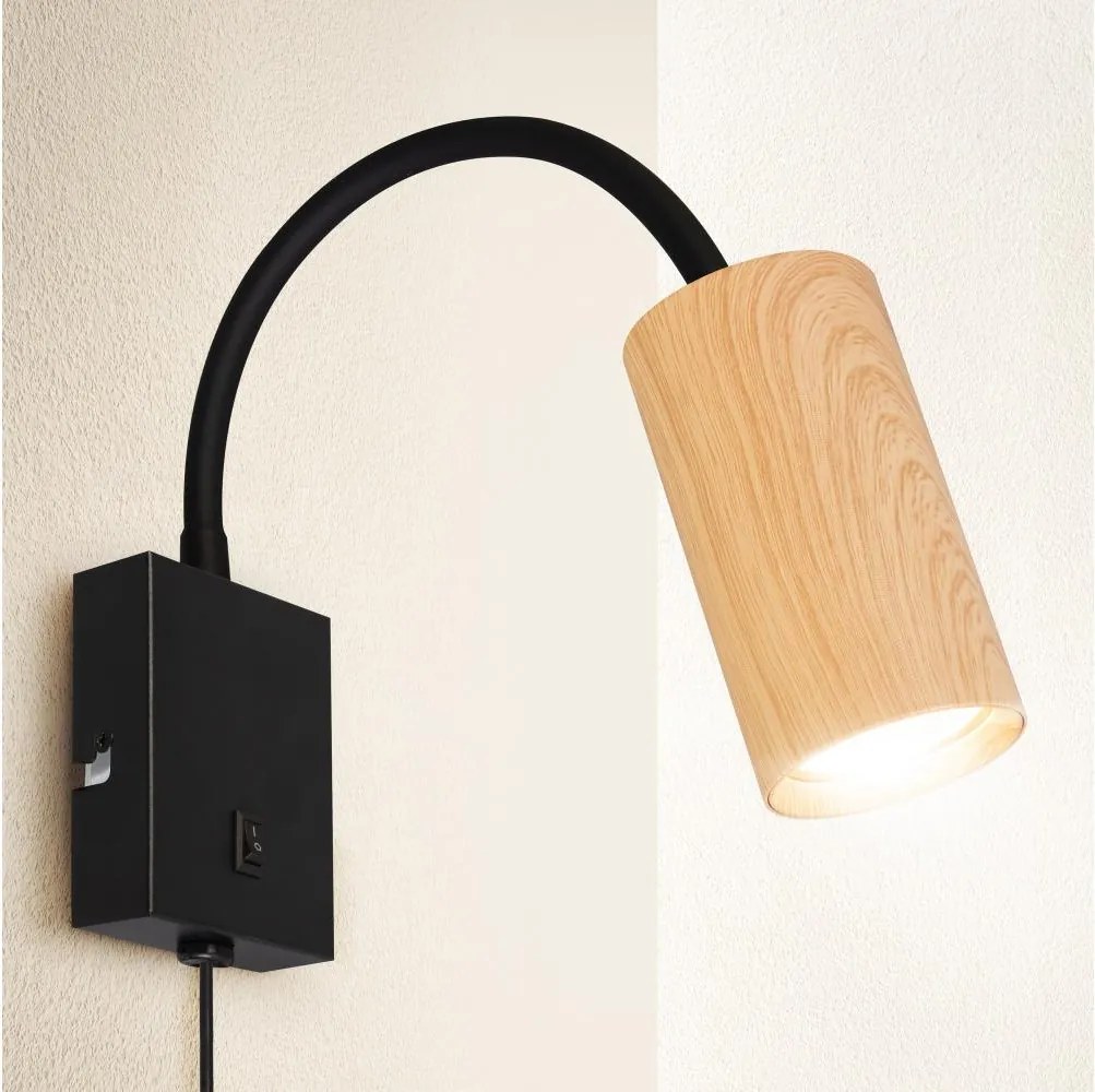 Brilagi - Regulowany kinkiet SELE 1xGU10/30W/230V czarny/dekor dębu