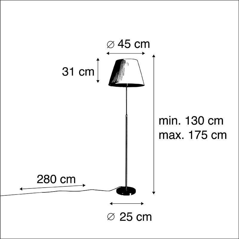 Lampa stojąca złota/mosiądz z plisowanym abażurem kremowym 45 cm - Parte