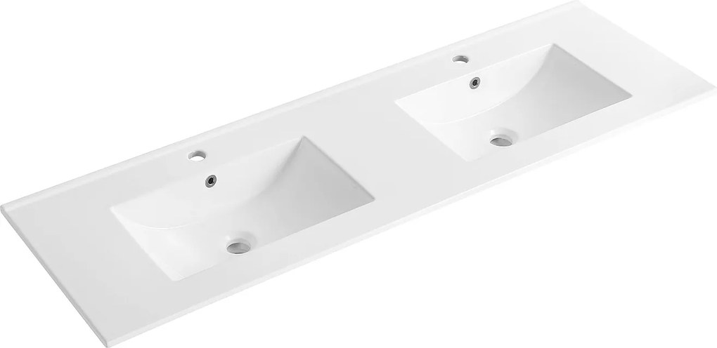 Umywalka do zabudowy biała prostokątna z ceramiki – 151 × 46,5 cm – MOTIAC