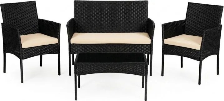 Zestaw mebli ogrodowych dla 4 osób Riviera 413, technorattan czarny