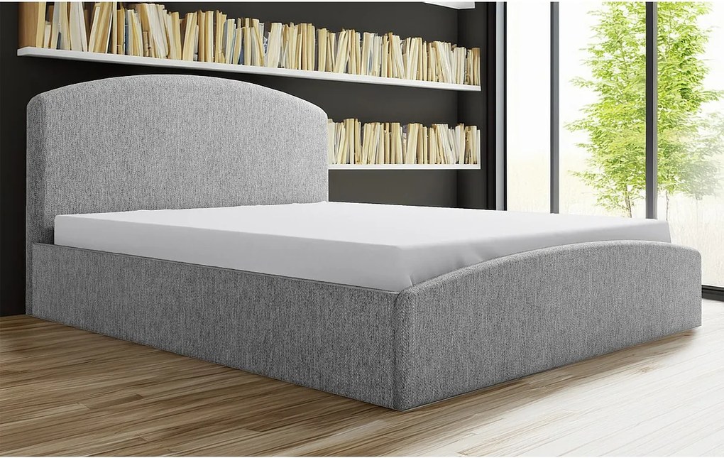 Tapicerowane łóżko Montana 130x212x90 cm, powierzchnia spania 120x200 cm, schowek, podnośnik, tkanina Monolith popielaty