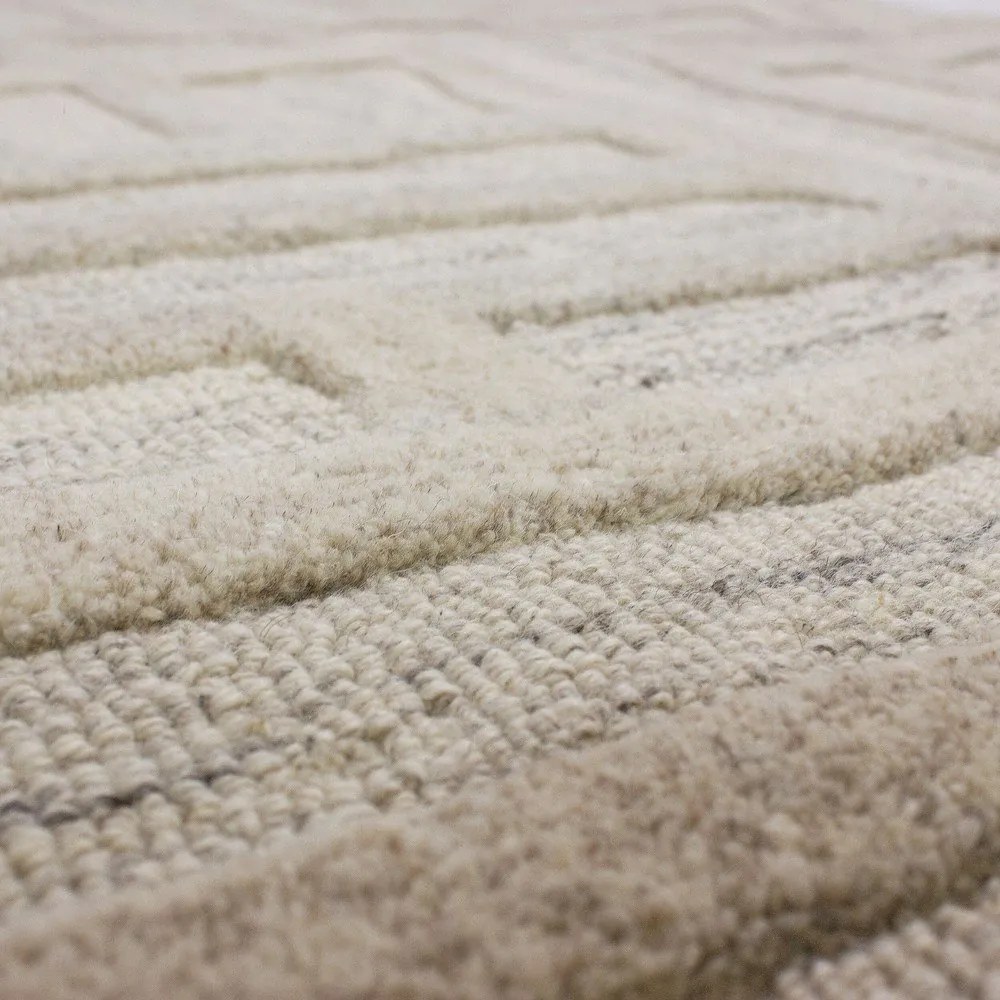 Szarobeżowy wełniany dywan tkany ręcznie 200x300 cm Elva – Flair Rugs