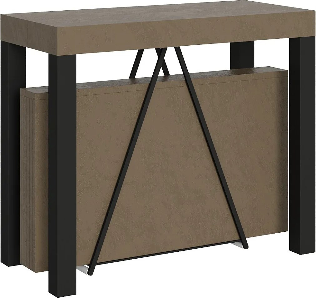 Konsola rozkładana 90x40/196 cm Tiris Small szaro-beżowy rama w kolorze antracytu