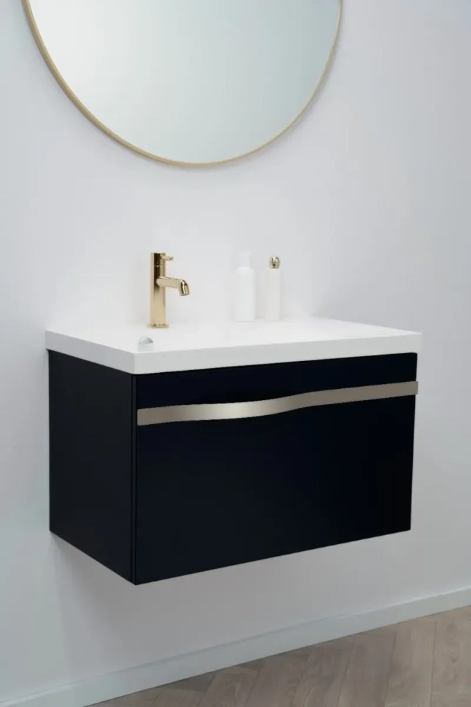 Szafka pod umywalkę VOG 69 cm czarny mat ze złotym uchwytem KROFAM