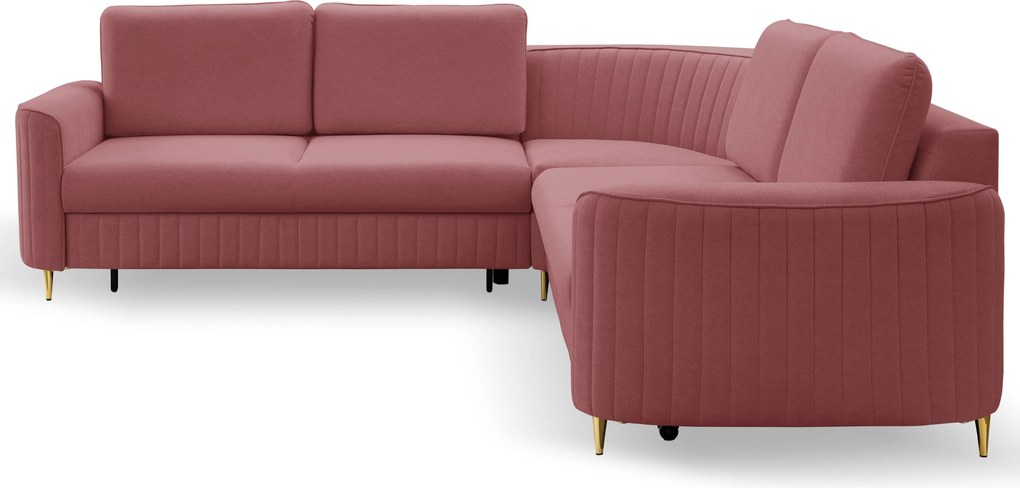 Masseno Narożnik VELA z funkcją spania i pojemnikiem na pościel Narozniki L, Rozkładana sofa - Bordowy, CASTEL 59