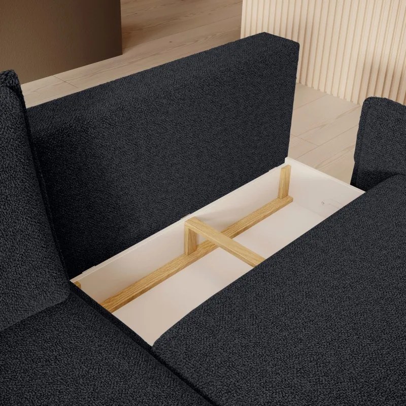 Narożnik GLOSSY z funkcją spania Lewostronny zestaw z poduszkami wolnostojący tkanina BUBBLE 17 WERSAL