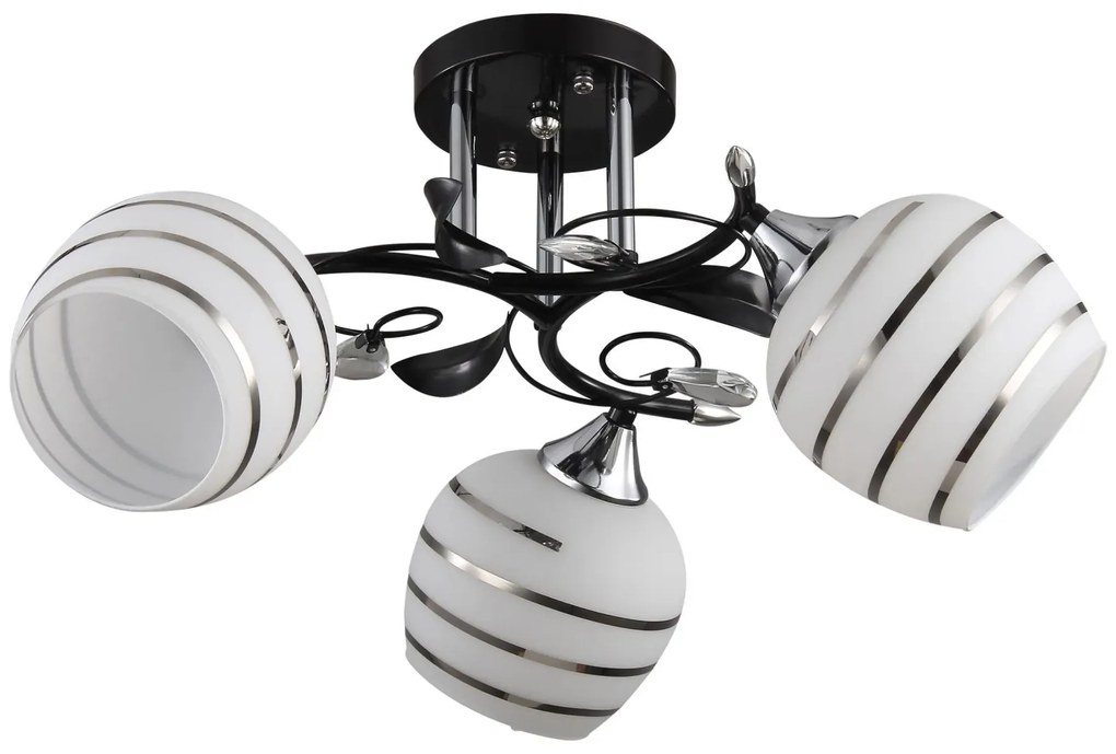 Czarny żyrandol ze srebrnymi zdobieniami - 8X EX40 N4-M77