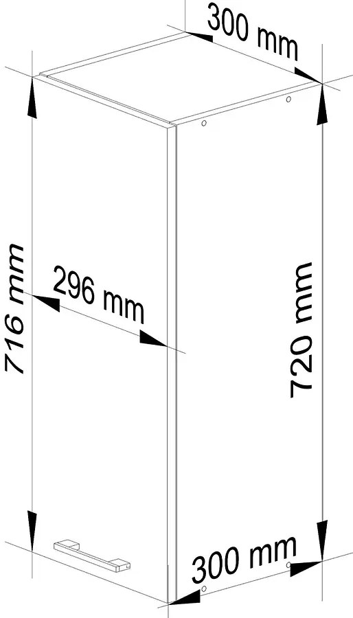 Biała wąska górna szafka kuchenna  30 cm A1-D55
