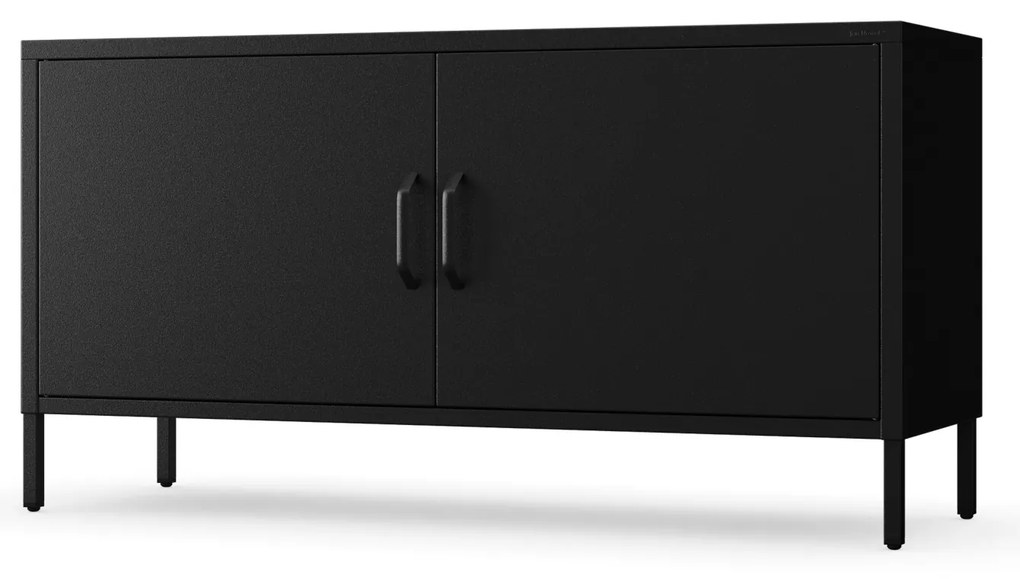 Szafka RTV metalowa na nóżkach czarna, 1150x595x400 mm: ROSA Modern