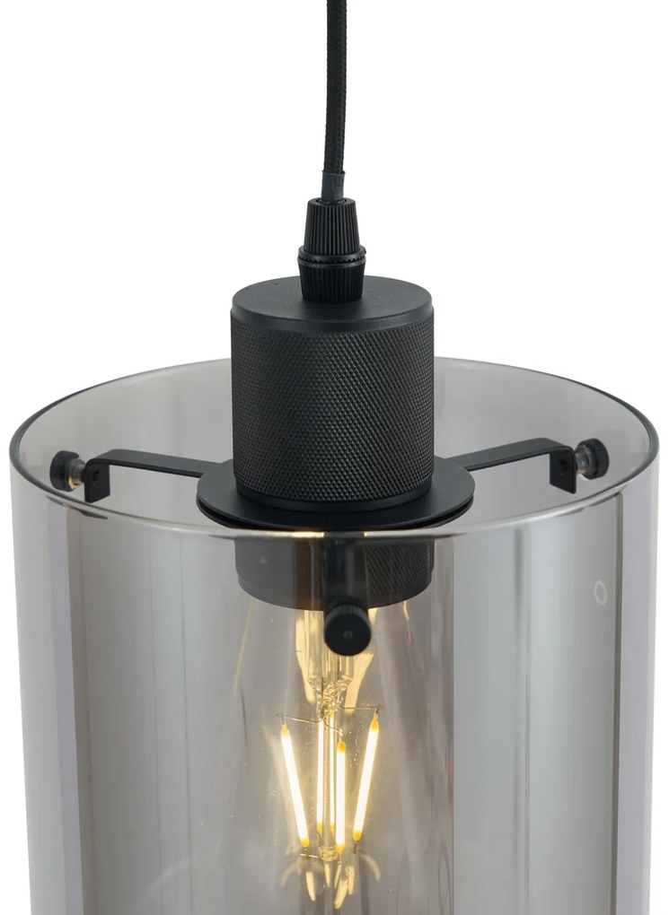 Nowoczesny reflektor czarny z przydymionym szkłem do systemu szynowego 1-fazowego - Iconic Dome Nowoczesny Oswietlenie wewnetrzne