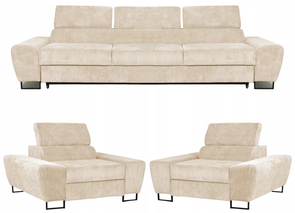 Zestaw mebli wypoczynkowych salonu Savio Sofa 3os fotele beż Family Meble