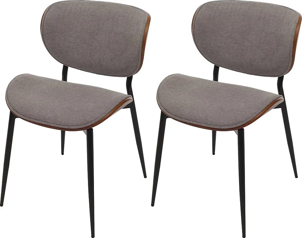 Krzesło do jadalni MCW-O45 (zestaw 2 szt.),  wygląd orzecha włoskiego, jasnoszary