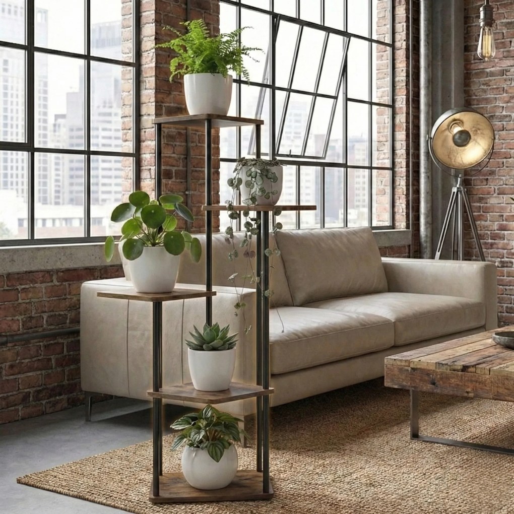 Kwietnik stojący wysoki na 5 kwiatów RIMOZA, 30 x 30 x 106 cm