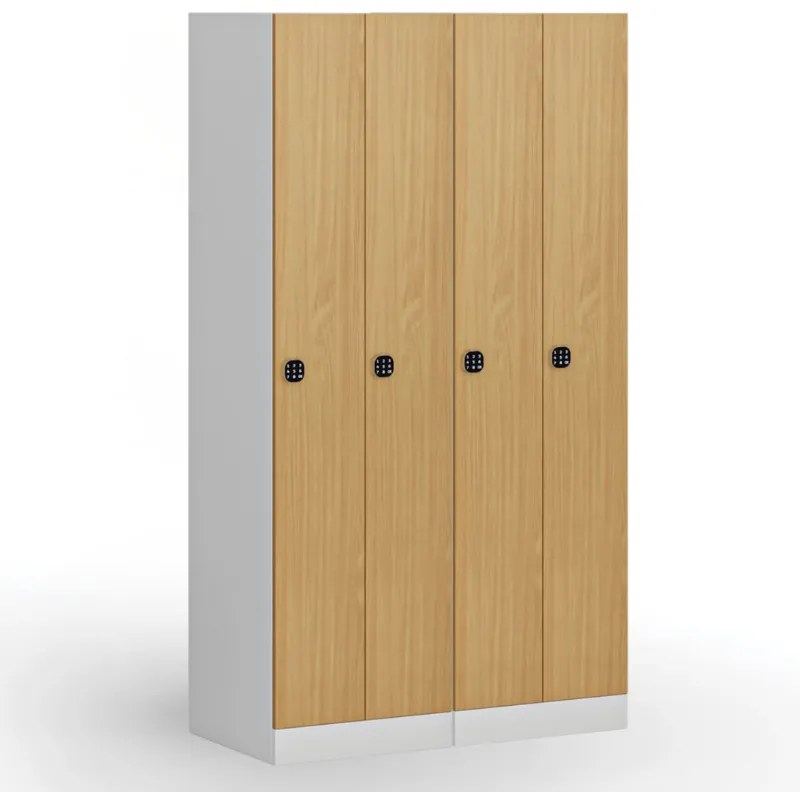 Szafka ubraniowa S1 wąska, 2-drzwiowa, 1850 x 500 x 500 mm, zamek kodowy, drzwi laminowane, buk