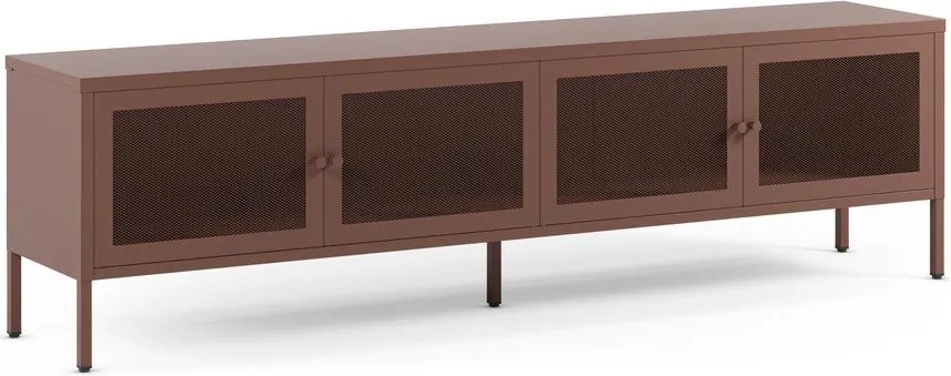 Bordowa metalowa szafka pod TV 160x50x35 cm Fayna – Marckeric